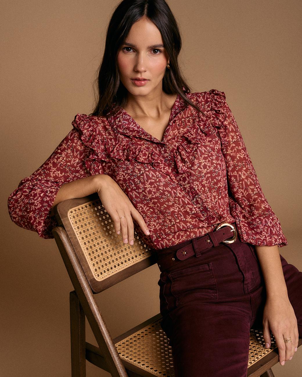Lidia Print Ruffle Shirt