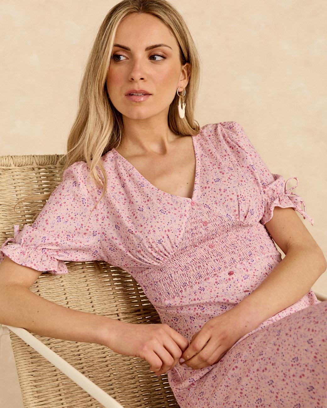 Rose Long Print Dress