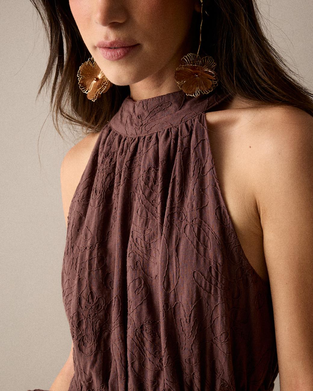 Halter Neck Embroidered Dress