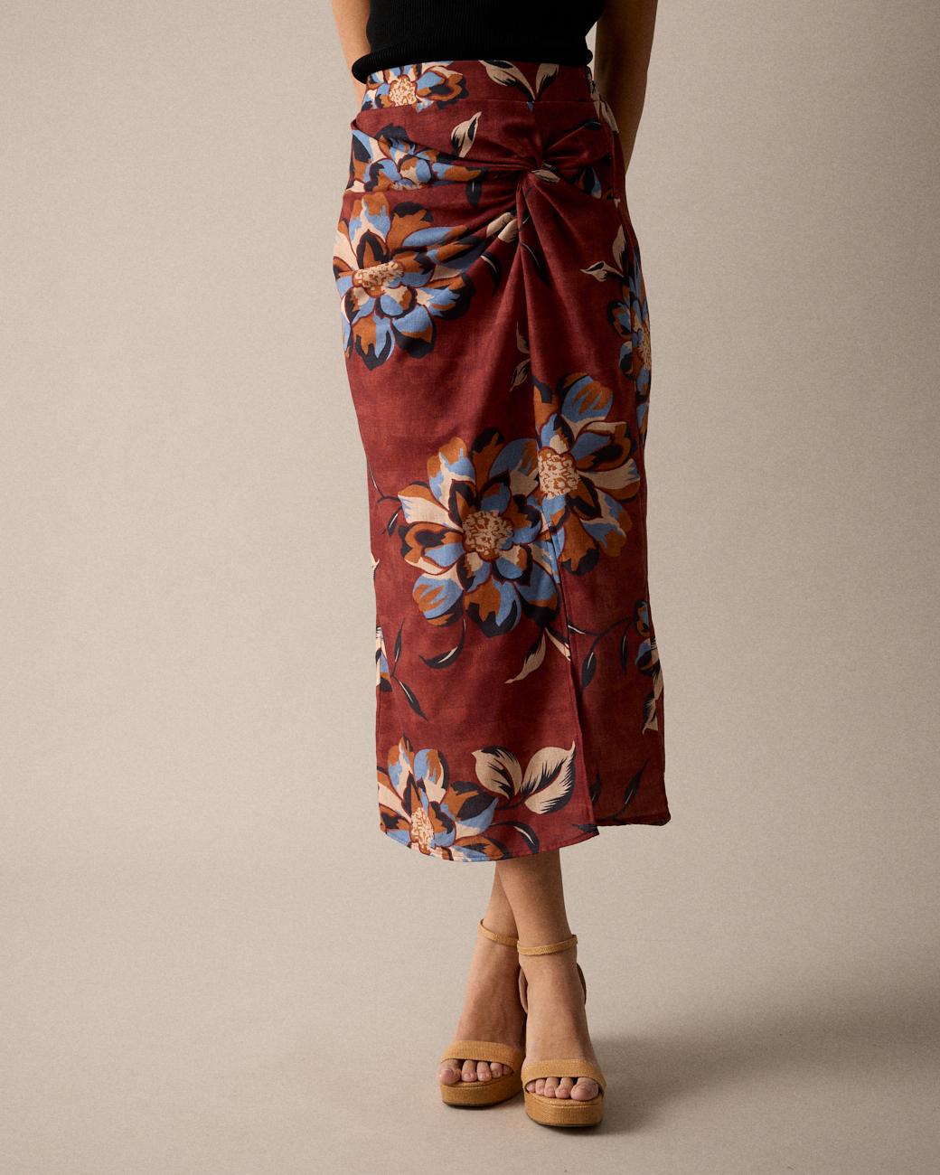 Zelia Printed Midi Skirt