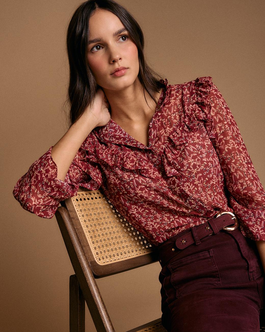 Lidia Print Ruffle Shirt