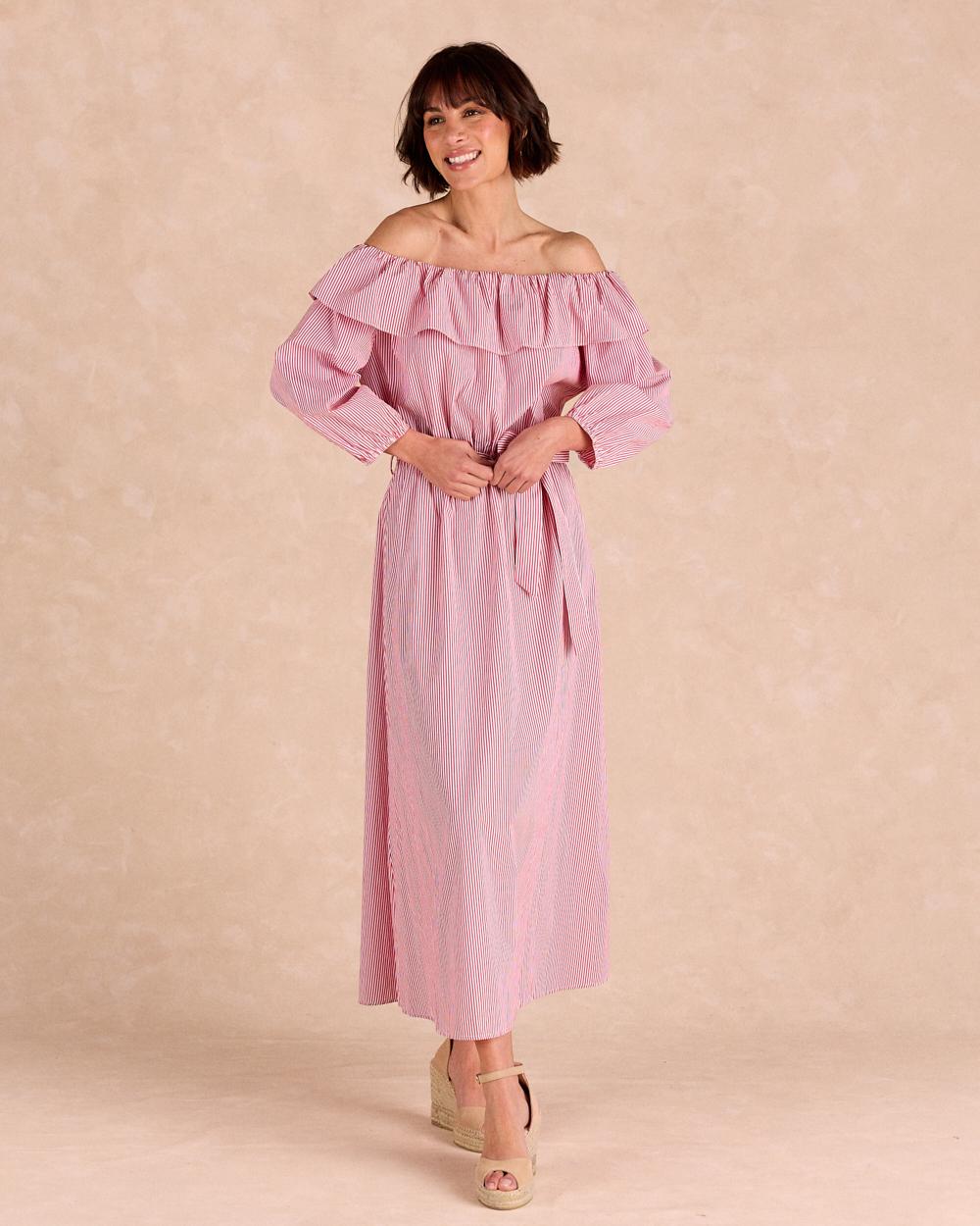 Nimia Striped Midi Dress