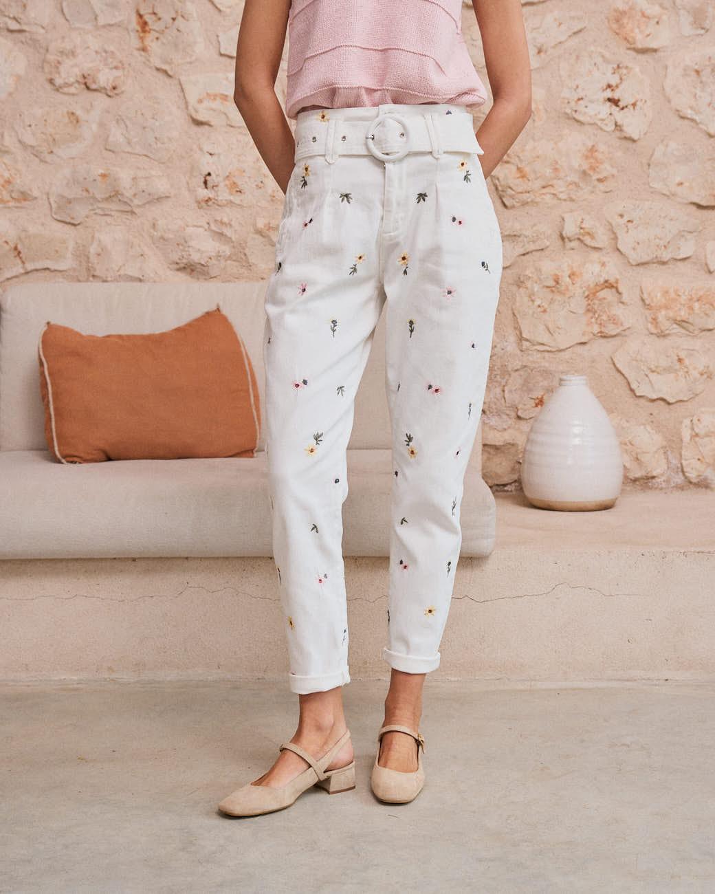 Zenia Flower Denim Pants