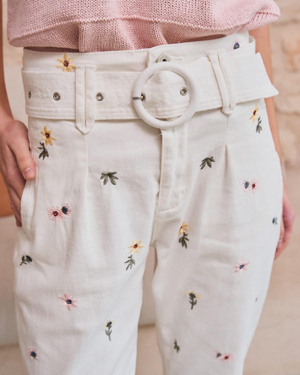 Zenia Flower Denim Pants