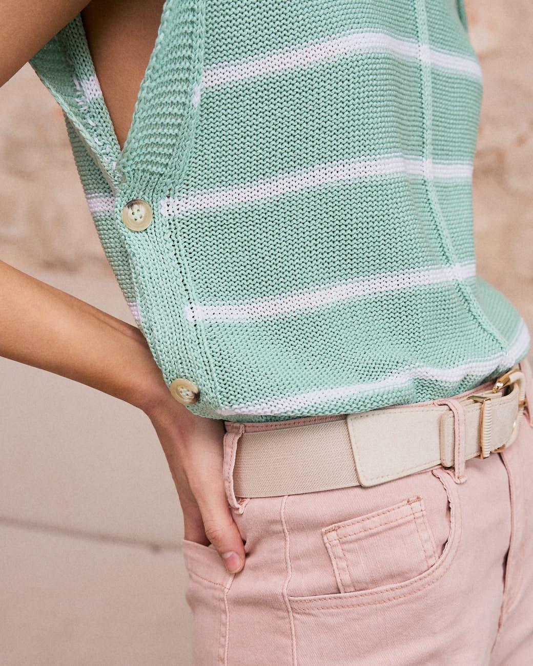 Green Water Striped Top