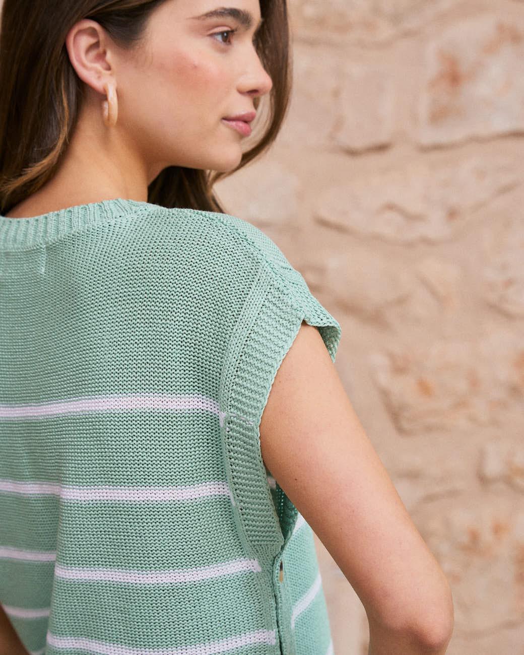 Green Water Striped Top