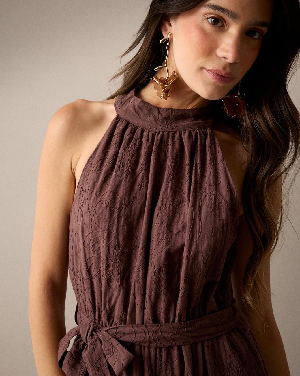 Halter Neck Embroidered Dress